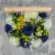 Grave Pot Artificial Flowers Bench Blue + Dad/Grandad/Husband/Brother/Son Card