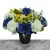 Grave Pot Artificial Flowers Bench Blue + Dad/Grandad/Husband/Brother/Son Card