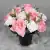 Grave Pot Artificial Silk Flowers Pink Roses/Rosebud & White Open Roses Memorial