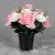 Grave Pot Artificial Silk Flowers Pink Roses/Rosebud & White Open Roses Memorial