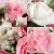 Grave Pot Artificial Silk Flowers Pink Roses/Rosebud & White Open Roses Memorial