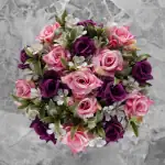 Grave Pot Artificial Pink and Purple Open Roses Memorial Thumbnail