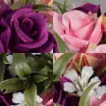 Grave Pot Artificial Pink and Purple Open Roses Memorial Thumbnail
