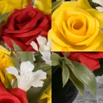 Grave Pot Artificial Red and Yellow Open Roses Memorial Thumbnail