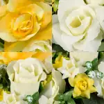 Artificial Grave Pot Yellow & Cream Roses/Rosebud/Mini-Roses Memorial Thumbnail
