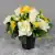 Artificial Grave Pot Flowers Yellow & Cream Roses/Rosebud/Mini-Roses Memorial