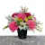 White Dahlia/Pink Carnation Artificial Grave Pot in Wooden Memorial Bench