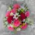 White Dahlia/Pink Carnation Artificial Grave Pot in Wooden Memorial Bench