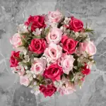 Grave Pot Artificial Pink and Light Pink Open Roses Memorial Thumbnail