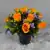 Artificial Grave Pot Flowers Orange Rosebud and Purple Mini-Roses Memorial Crem
