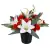 Grave Pot Artificial Silk Flowers Red Mini Carnations & White Lilies Arrangement