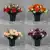 Grave Pot Artificial 16 Head Open Roses & Weather-Resistant Plastic Gyp/Greenery
