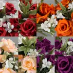 Grave Pot Artificial 16 Head Open Roses & Weather-Resistant Plastic Gyp/Greenery Thumbnail