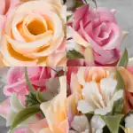Grave Pot Artificial Pink and Peach Open Roses Memorial Thumbnail
