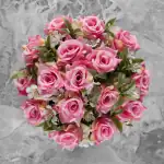 Grave Pot Artificial Pink Open Roses with Peach Tips Memorial Thumbnail