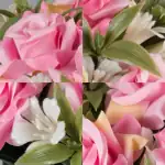 Grave Pot Artificial Pink Open Roses with Peach Tips Memorial Thumbnail