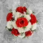 Grave Pot Artificial Christmas Red Glittery Roses & Ivory Carnations Thumbnail