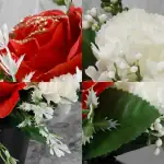 Grave Pot Artificial Christmas Red Glittery Roses & Ivory Carnations Thumbnail