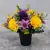 Lilac Dahlia & Yellow Carnations | Artificial Flower Pot | Grave/Memorial/Crem