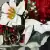 Grave Pot Artificial Flowers Xmas Ivory Poinsettias/Red Carnations & Small Cones