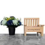 Grave Pot Artificial Wooden Memorial Bench Blue Honeydew Carnations Thumbnail