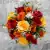 Artificial Grave Pot Flowers Autumn Red Rosebud Orange Open Roses & Yellow Roses