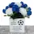 Artificial Grave Pot Flowers Blue Roses and White Carnations Square Football