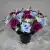 Grave Pot Artificial Flowers Light Blue and Purple Open Roses Memorial Crem