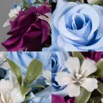 Grave Pot Artificial Light Blue and Purple Open Roses Memorial Thumbnail