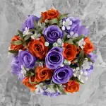 Grave Pot Artificial Purple Roses/Rosebud Orange Open Roses Thumbnail