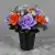 Grave Pot Artificial Silk Flowers Purple Roses/Rosebud Orange Open Roses Crem