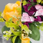 Grave Pot Artificial Yellow Roses Mauve Mini Roses Memorial Thumbnail