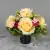 Grave Pot Artificial Silk Flowers Large Yellow Roses and Purple/Pink Mini-Roses