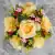 Grave Pot Artificial Silk Flowers Large Yellow Roses and Purple/Pink Mini-Roses