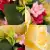 Grave Pot Artificial Silk Flowers Large Yellow Roses and Purple/Pink Mini-Roses