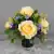 Grave Pot Artificial Silk Flowers Large Yellow Roses and Purple/Pink Mini-Roses