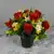 Artificial Grave Pot Flowers Red Rosebud and Yellow Mini-Roses Memorial Crem