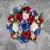 Artificial Grave Pot Flowers Blue Roses & Red/White Open Rose British Union Jack
