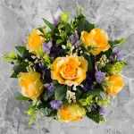 Grave Pot Artificial Yellow Roses Purple Mini Roses Memorial Thumbnail