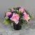 Artificial Flowers for Graves Pink Rose/Rosebud & Purple Mini-Roses in Grave Pot