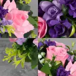 Artificial for Graves Pink Rose/Rosebud & Purple Mini-Roses in Grave Pot Thumbnail