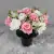 Grave Pot Artificial Silk Flowers Pink and White Open Roses Memorial Crem