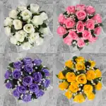 Grave Pot Artificial Full 16-Head Roses Arrangement Memorial Thumbnail