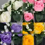 Grave Pot Artificial Full 16-Head Roses Arrangement Memorial Thumbnail