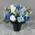 Artificial Grave Pot Flowers Light Blue Open Roses White Rosebud and Blue Roses