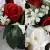Artificial Grave Pot Flowers Valentines Red Rosebud & White Open Roses