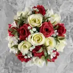 Artificial Grave Pot Red Open Roses & Cream Roses/Rosebud Memorial Thumbnail