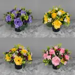 Grave Pot Artificial Various Roses Rosebud & Mini-Roses Arrangement Thumbnail