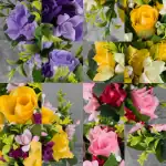 Grave Pot Artificial Various Roses Rosebud & Mini-Roses Arrangement Thumbnail