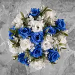 Grave Pot Artificial Blue and White Open Roses Memorial Thumbnail